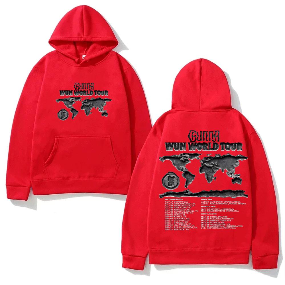 

Rapper Gunna WUNNA World Tour 2025-2026 Hoodie Casual High Quality Cartoon Print Moletom with Hooded Fleece Comfortable Hoody XXXL красный