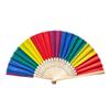Rainbow Folding Fan Hand Held Fan Bamboo Frame Waterproof Vibrant Colors Hand Fans Home Decorations