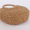 Bolsa semi-redonda simples e popular de palha trançada, bolsa de praia tecida à mão, bolsa mensageira de mão para viagem de férias