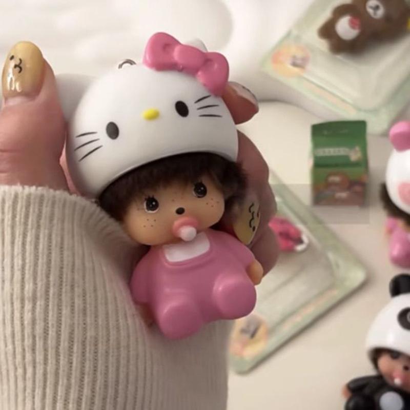 Cute Monchhichi Keychain Cartoon Monkiki Keyring Anime Figure Keychains Bag Pendant Kawaii Monchichi Toy Gifts for Carry Mini Lightweight Portable