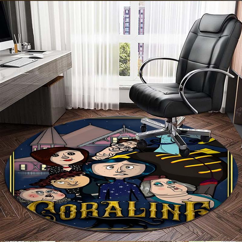 Coraline Print Round Rug, Washable Floor Carpet, For Entryway Dorm Laundry Room Office Study, Home Decor Birthday Christmas Gift