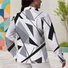 Women Plus Size Long Sleeve Collared Button Front Colorful Striped Print Shirt