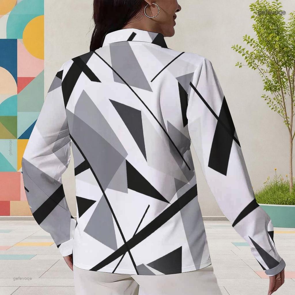 Women Plus Size Long Sleeve Collared Button Front Colorful Striped Print Shirt