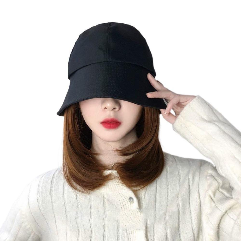 Накладка для волос Шляпа рыбака Парик Шляпа-ведро Летняя солнцезащитная кепка Парик Уличный светло-коричневого