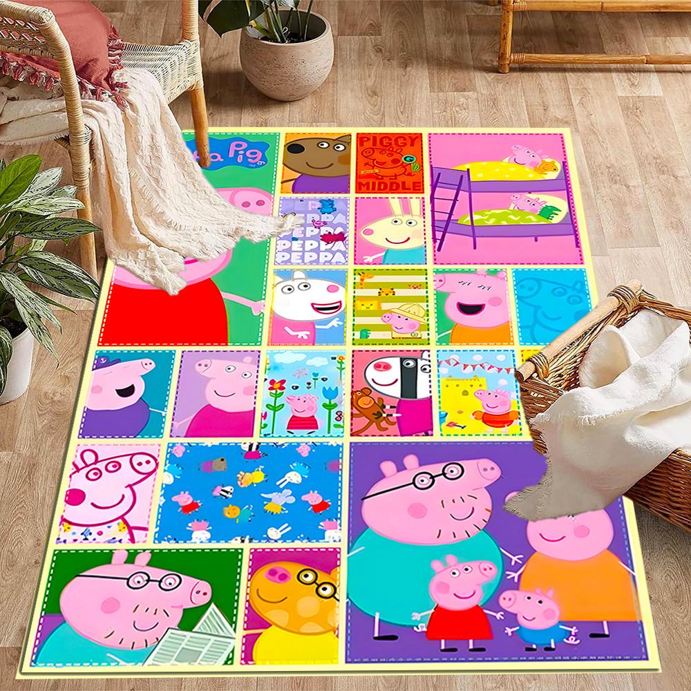 Peppa Pig's Colorful World Floor Rug Office Rug Perfect for Bedrooms Dining Room Outdoor Playrooms Antislip Carpet Office home decor