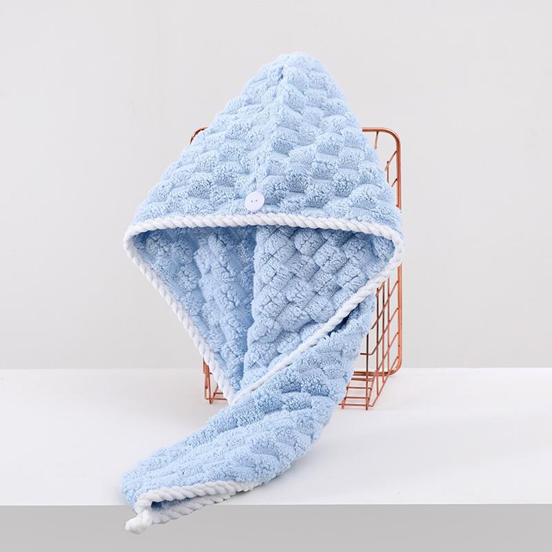 Soft Absorbent Coral Fleece Hair Towel & Cute Shower Cap Headband