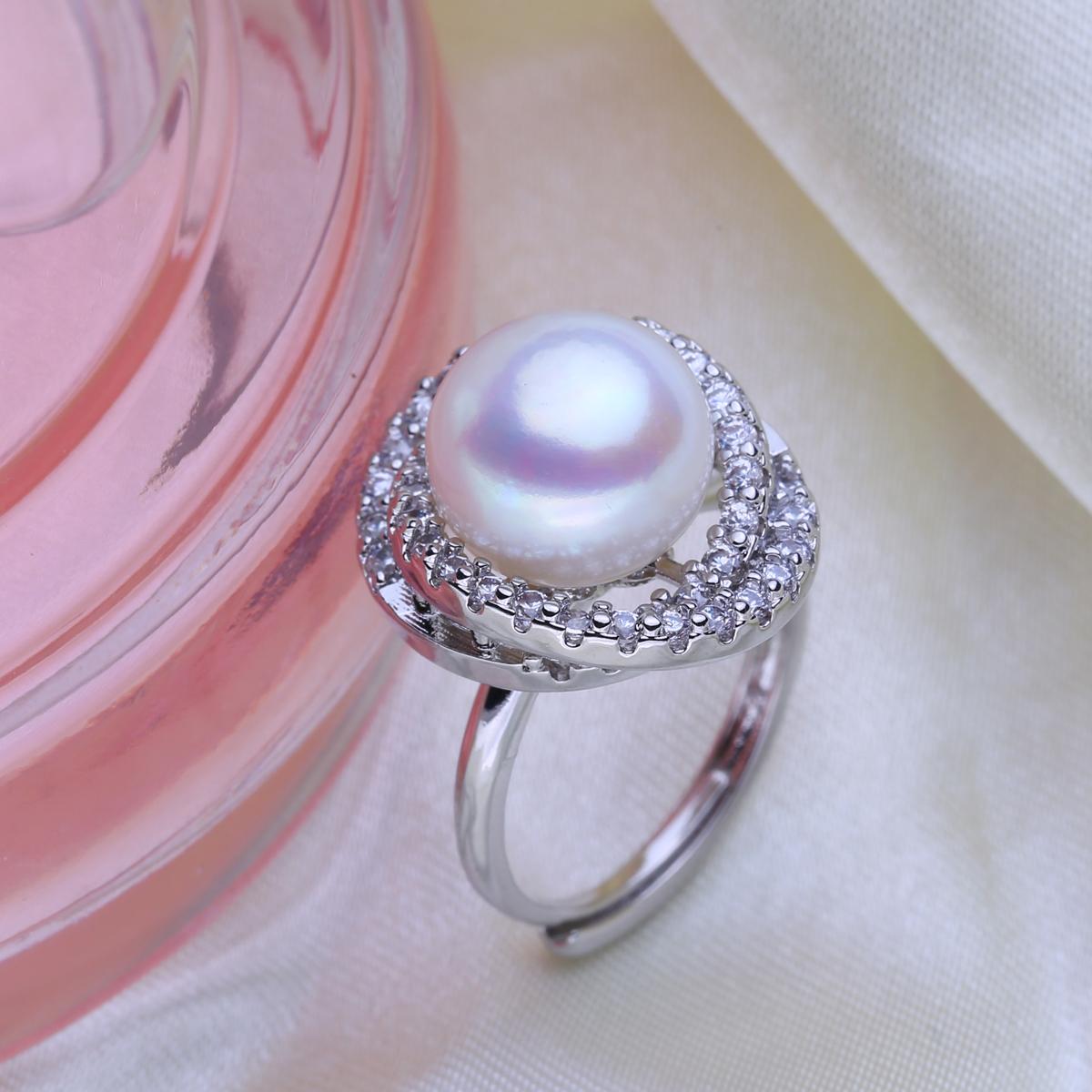 

FENASY Натуральные пресноводные жемчужные кольца для женщин Модные вечерние регулируемые серебряные кольца Подарки на день рождения Resizable белый