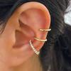 3Pcs Simple Crystal Ear Cuff For Women Teens Gold Silver Color Non Piercing Fake Cartilage Clip Earrings Set Fashion Jewelry