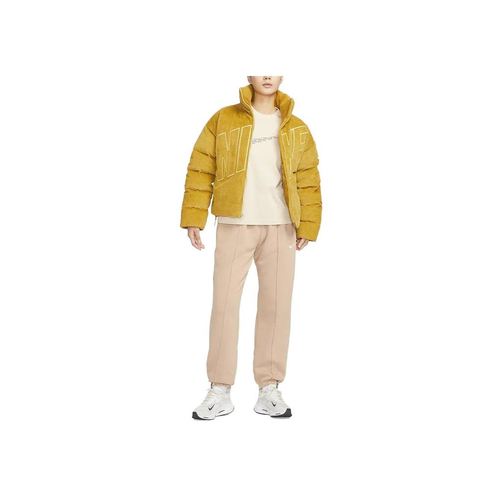 Nike Giacca da Donna Casual in Velluto a Coste con Colletto alla Coreana Essenziale e Ampia, Rame FD8214-716