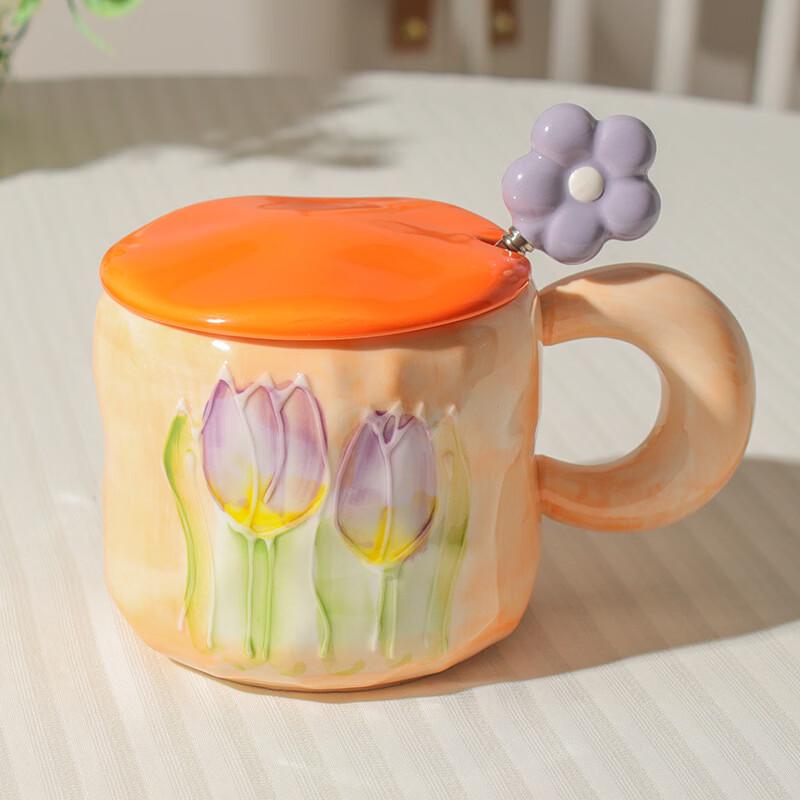 Cute Tulip Ceramic Coffee Mug Set
