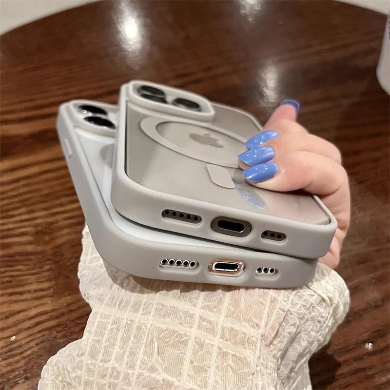 Luxury Magsafe Magnetic Wireless Charge Clear Acrylic Case For iPhone 16 15 14 Plus 13 12 11 Pro Max Candy Color Bumper Cover