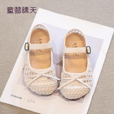 Size 26-37, Girls' Princess Sandals Summer 2025 New Children's Shoes Hollow Roman Shoes Women's Treasure Bag Head Shoes