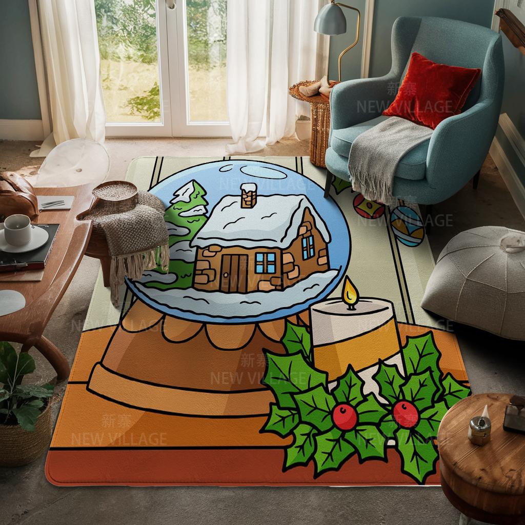House Entrance Carpet Home Door Mat Living Room Bath Foot Bathroom Non-slip Water Absorption Rugs Bath Merry Christmas Winter