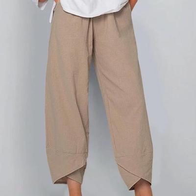 Pantaloni casual semplici e larghi a nove punte per le donne in taglie forti: Nuova collezione di colori solidi transfrontalieri
