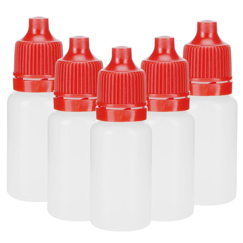50Pcs 5ml Empty Dropper Bottles Squeezable Eye Liquid Bottle Container with Lids PlugsRed