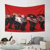 Rock Band Group On Red Background Pattern Wall Hanging Tapestry Decorative Tapestry Home Decor for Bedroom and Living Room