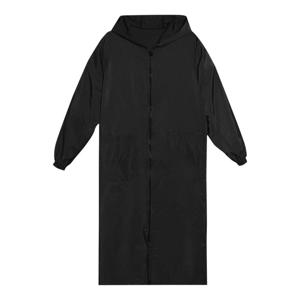 Long Sleeve Waterproof Hooded Raincoat Full Length Protective Coat Lightweight Windproof Outerwear for Outdoor Work and Daily Use