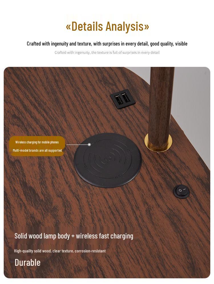 American Retro Style Floor Lamp with Drawer and Side Table for Living Rooms and Bedrooms
