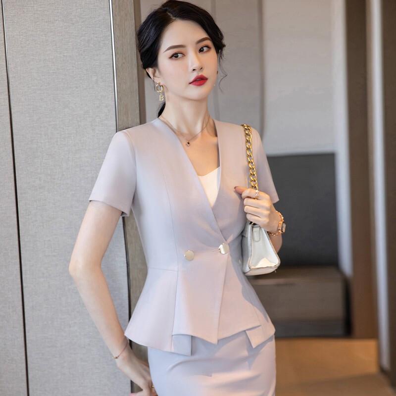 Women's Short-Sleeved Business Suit Skirt Set