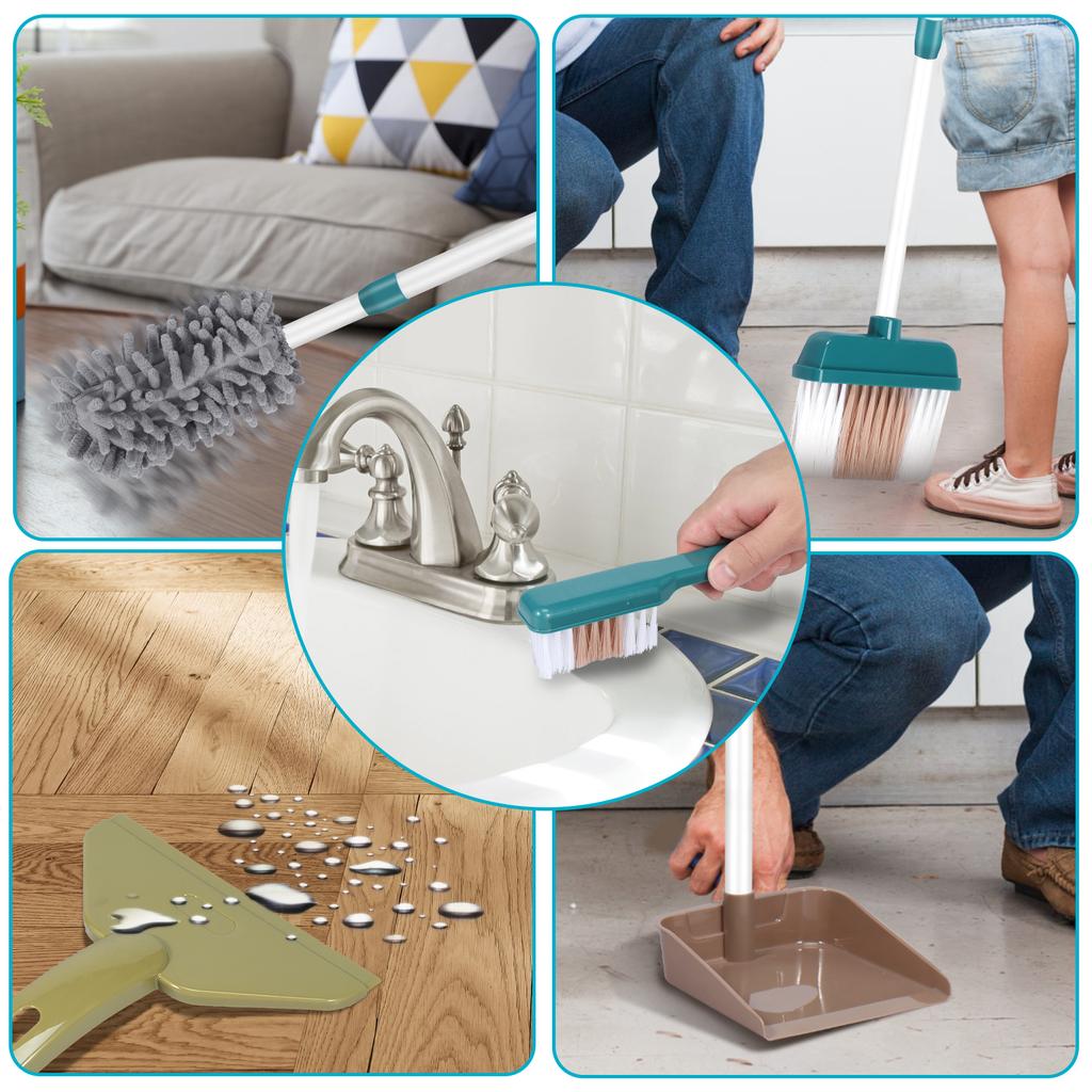 Children's Simulated Life Cleaning Toy Kids Pretend Play Cleaning Set Broom Cleaning Set with Duster Cleaning Brush Scraper Tool