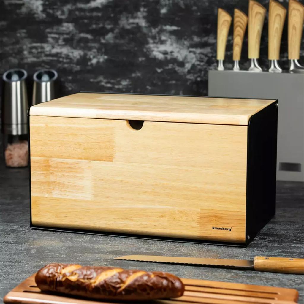 KLAUSBERG KB-7386 Double-Sided Bread Bin - Black