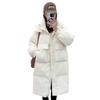 Down jacket women's medium and long knee winter new waist fashion loose thickened hooded white duck down