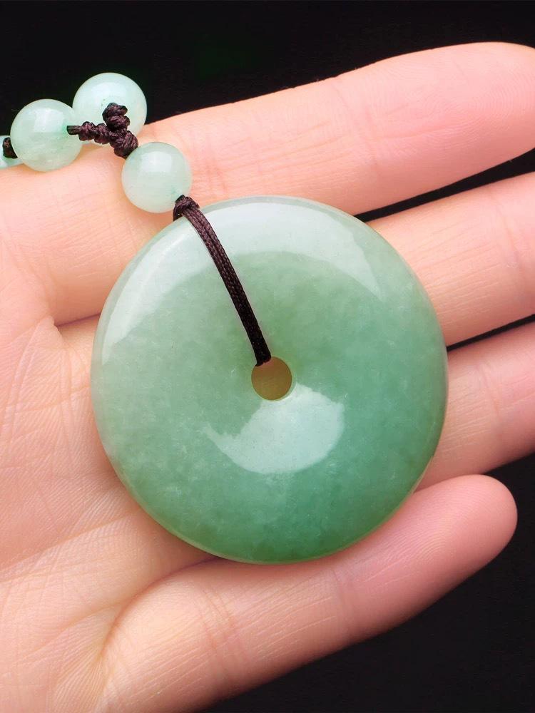 Burmese Jade Ping An Kou Unisex Antique Pendant Necklace
