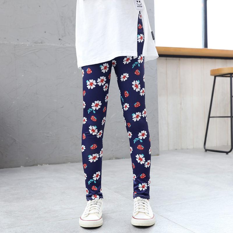 Girls' Summer Thin Children's Elastic Leggings with Milk Silk Printed Pants Mosquito Proof