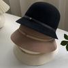 Simple Hepburn style woolen top hat women's autumn and winter French elegant retro classic washbasin hat