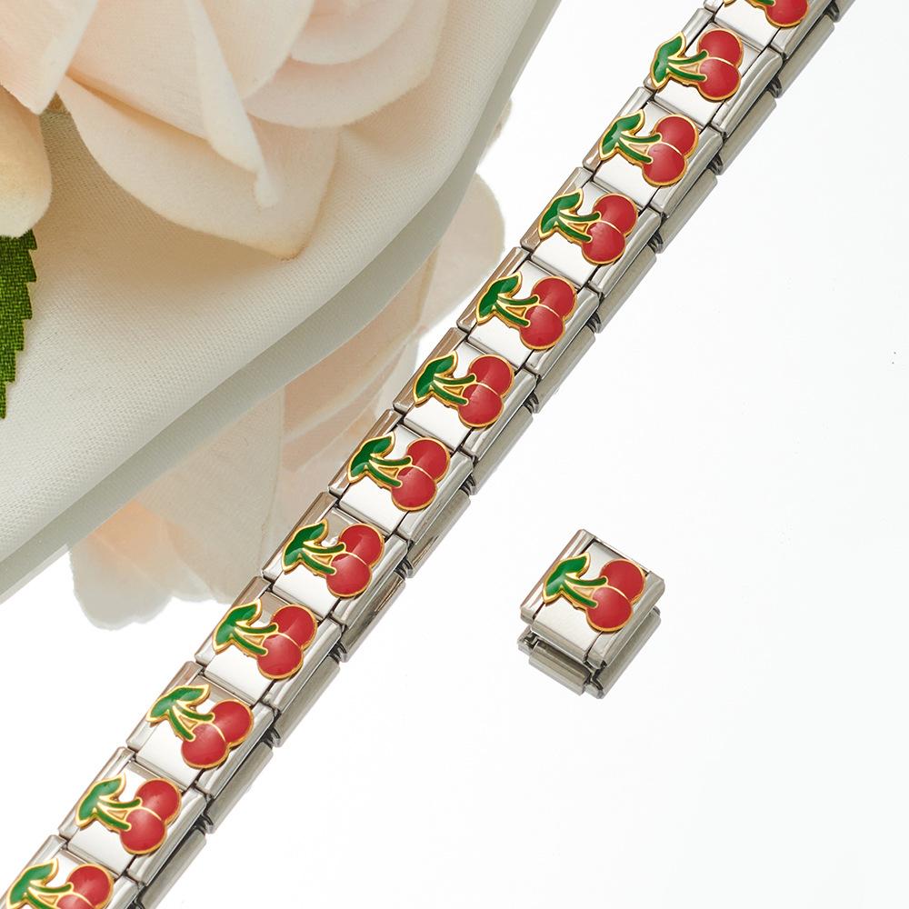 2024 DIY Personalized Shiny Classic Burger Coffee Beverage 304 Stainless Steel Italian Charm Bracelet Link 9mm * 10mm Module