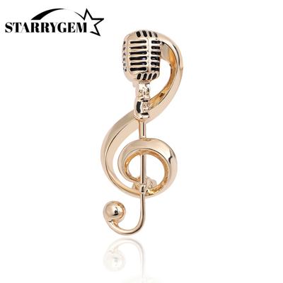 Emaille Mikrofon Broschen für Damen Unisex Musiknoten Anstecknadeln Büro Party Freund Geschenke Schmuck Accessoires