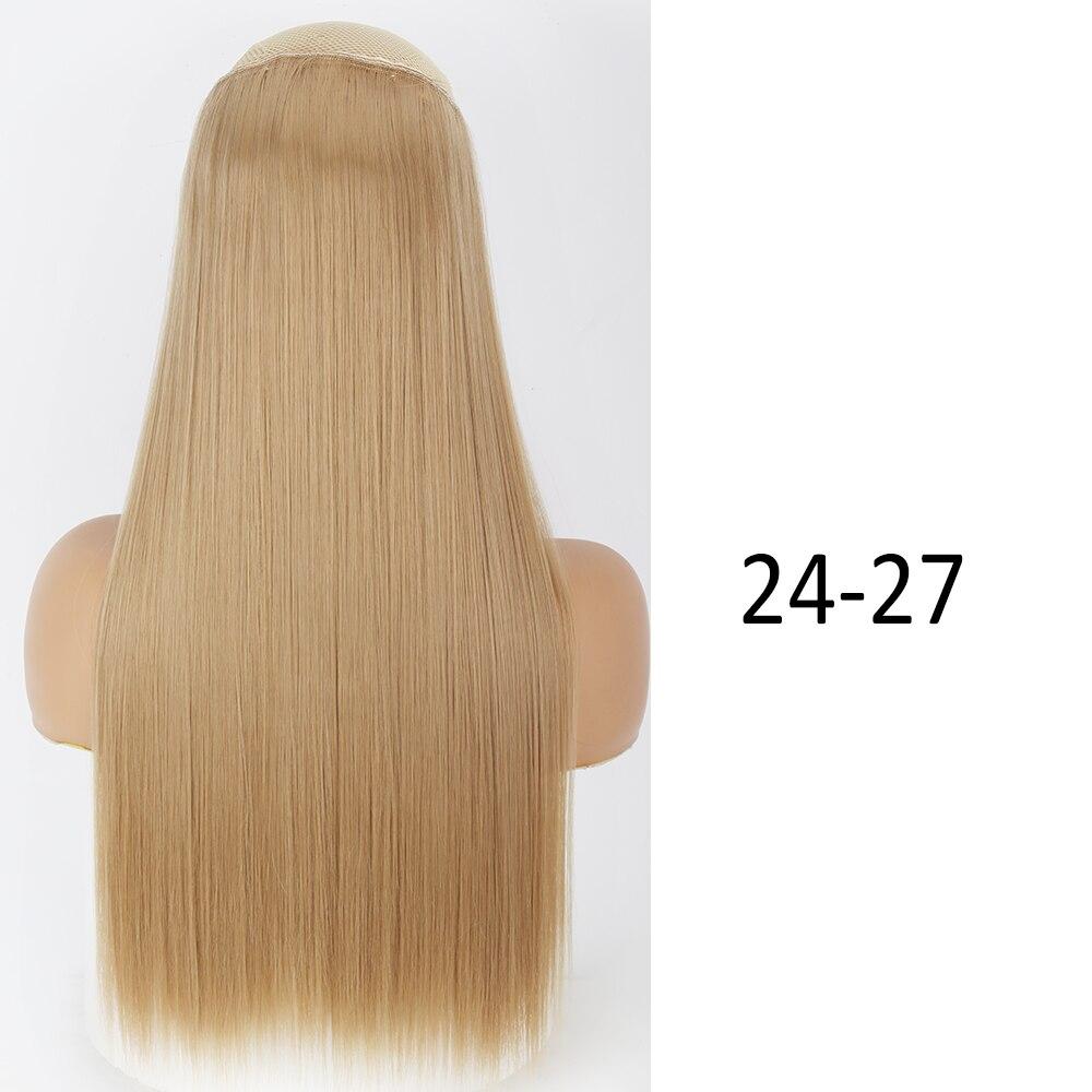 MISSQUEEN Women Long Straight Wavy Invisible Hair Extensions Without Clips Synthetic Fiber Long Daily Wear Invisible Hairpiece