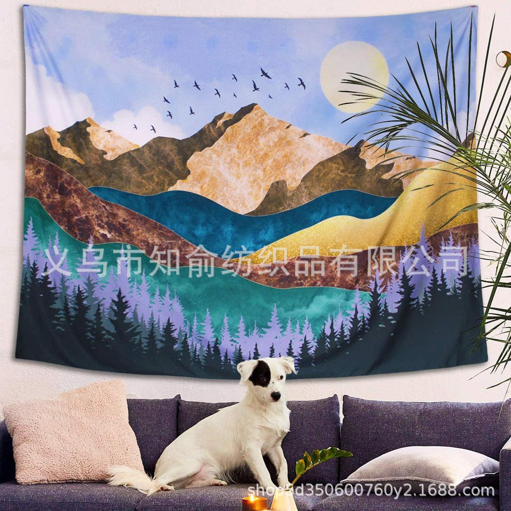 Bohemian Tapestry Forest Natural Hanging Cloth Landscape Art Tapestry Bohemian Home Decoration Painting