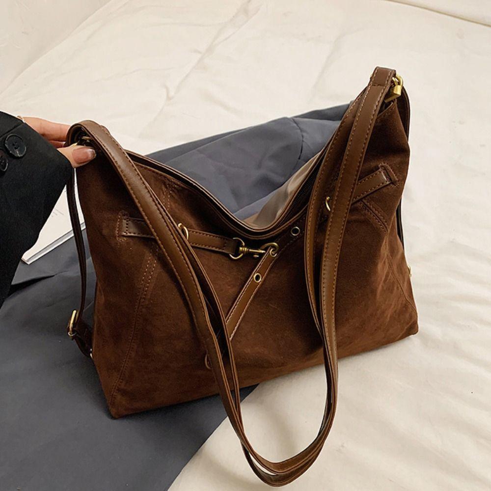 Solid Color Hobo Bag Fashion Tote Bag Trendy Ladies Crossbody Bag  Autumn and Winter