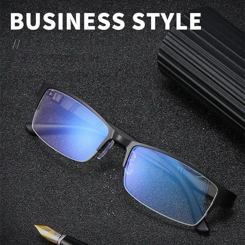 Anti Blue Presbyopia Glasses Men Half-Frame Glasses Business Style Male Eyeglasses For Old People Reading Glasses 0 To +4.0