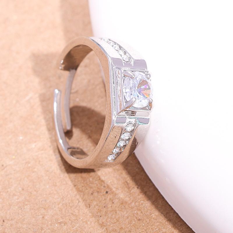 Geometric Zinc Alloy Couple Rings Gold-Plated Wedding Bands for Men and Women, Fashionable European American Style