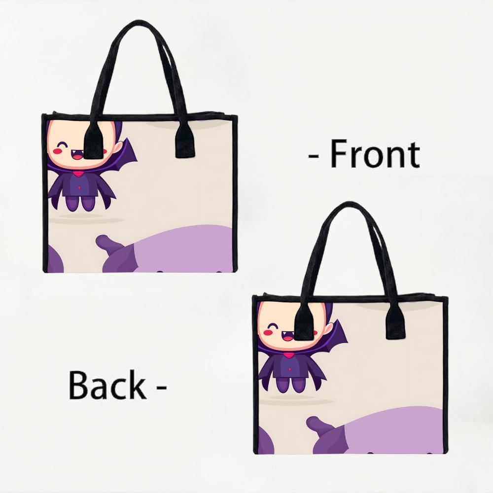 Cute Vampire Print Tote Bag Portable Casual Shopping Handbag for Daily Use