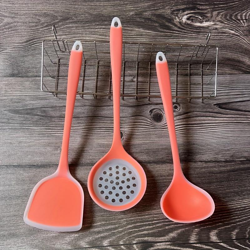 3pcs New Translucent Color Food Grade Silicone Kitchen Cooking Tools Kitchen Spatula Scoop Soup Spoon High Temperature Resistant Kitchen Tools