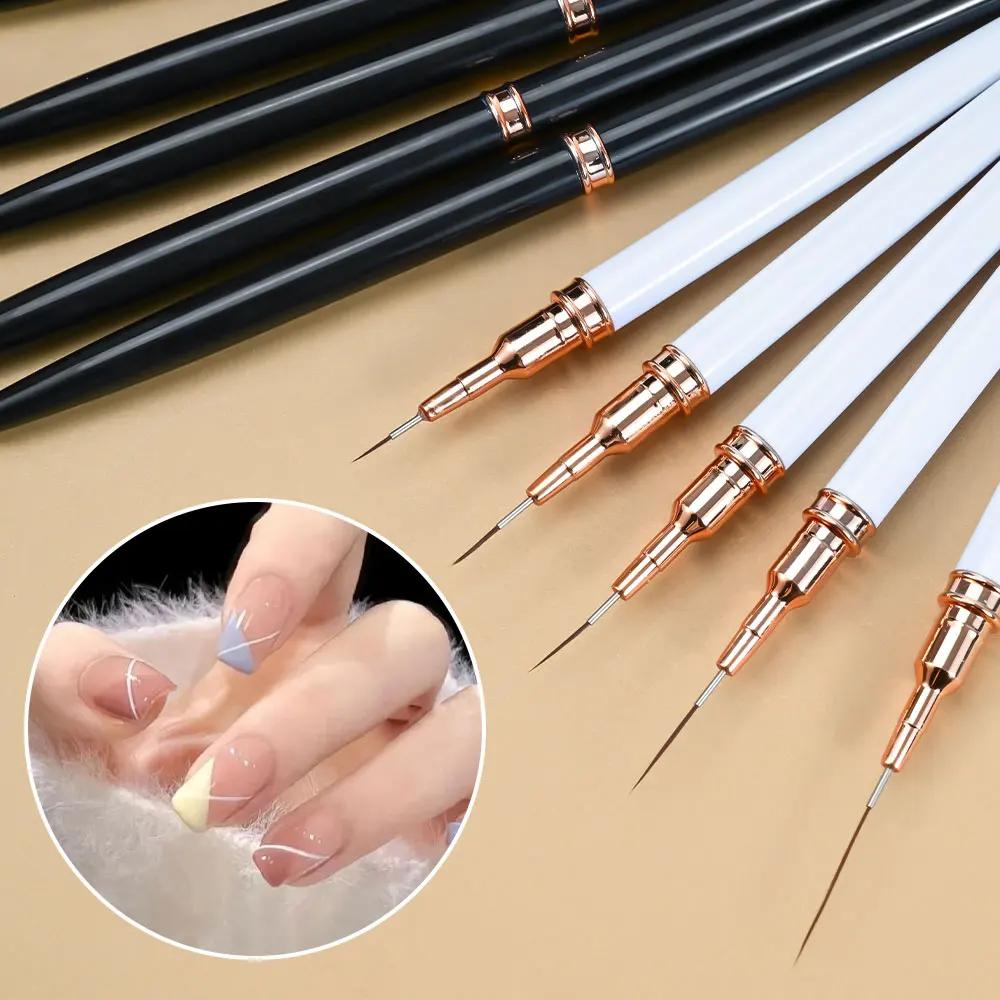 5Pcs 7/9/11/15/25MM Nail Liner Brush Set UV Gel Nail Brushes Kits French Stripe Line Painting Drawing Flower Pen Manicure Tools
