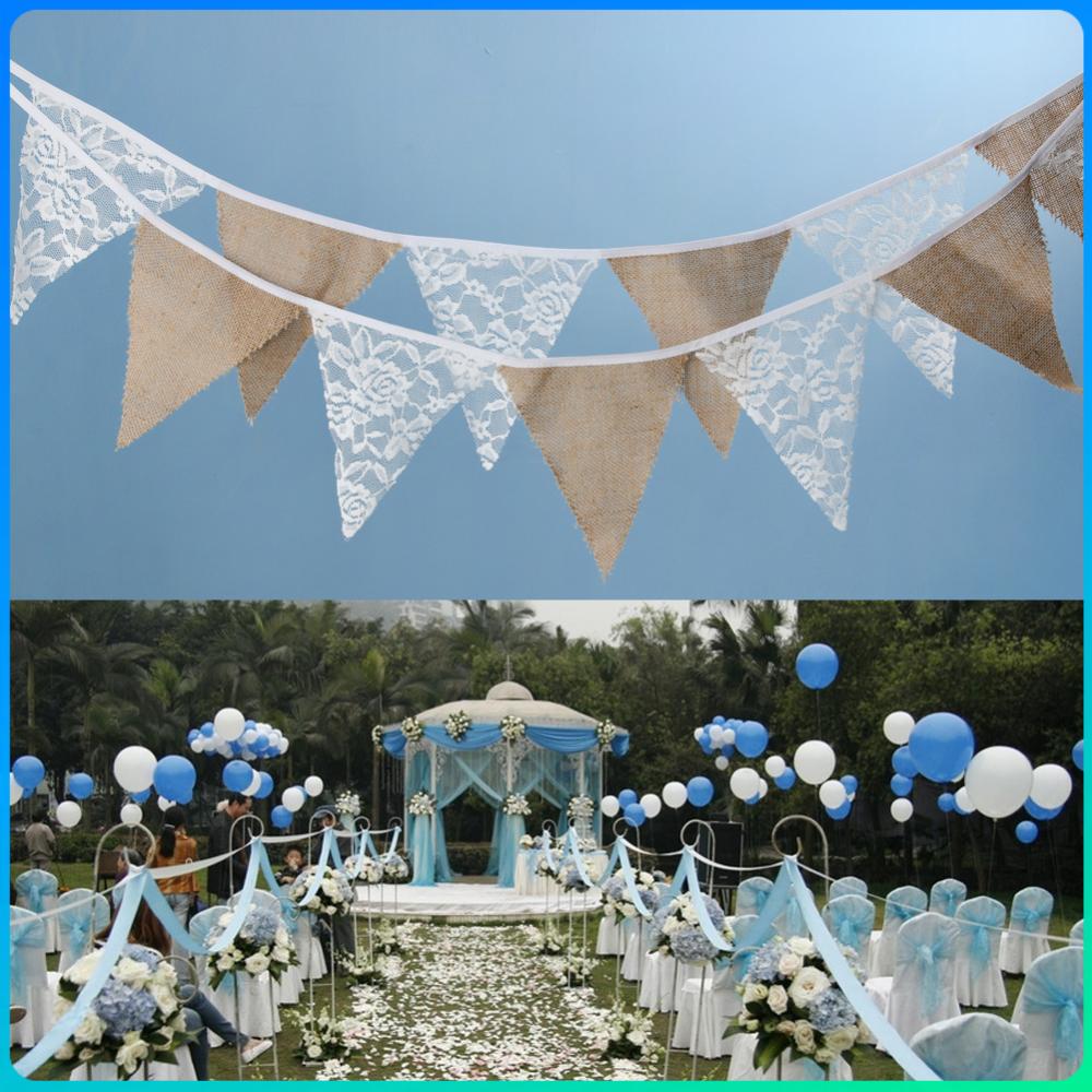 

3.2m Triangle Bunting Banners European Party Garland Flag Foldable Knead Reusable Multi-function Imitation Linen for Anniversary China Mainland