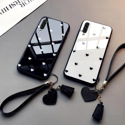 Glass Case For Samsung Galaxy A10 A20 A30 A40 A50 A60 A70 A80 Fashion Love Heart Phone Hard Cover