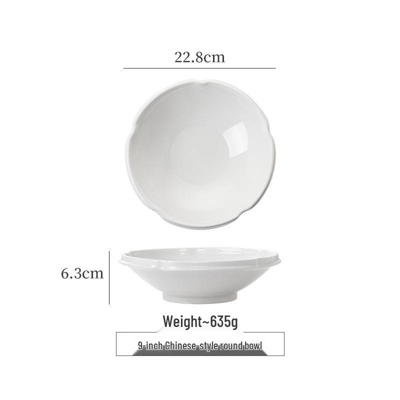 קערת עצם סין עמוקה לבנה אלגנטית: קערת מרק/אטריות/פירות ים למלון ומסעדה - עיצוב לא סדיר ויצירתי