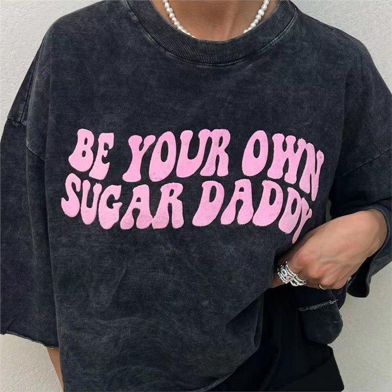 

Vintage Black Minimalist 100% Cotton Loose Top with Letter Print S