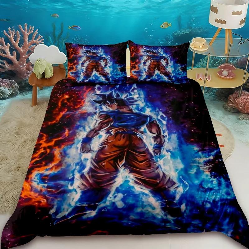 Teens Goku Duvet Cover Dragon Ball Goku Cartoon Bedding Set Quilt Cover Twin King Dormitory Bedroom Home Decor