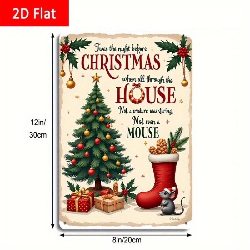 Vintage Merry Christmas Metal Sign, Retro Holiday Wall Decor 20x30cm