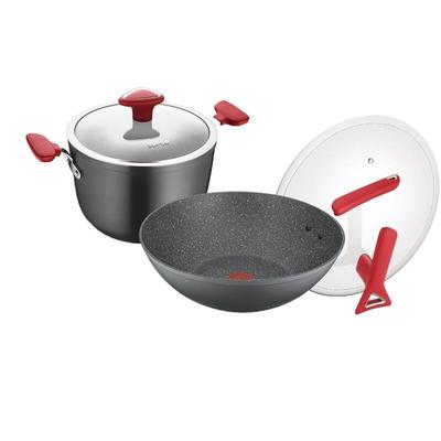 Supor Fiery Red Dot Non-Stick Wok & Soup Pot Set