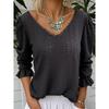 2026 Spring New Women's V-neck Hollow Casual Mid-sleeve Solid Color Top