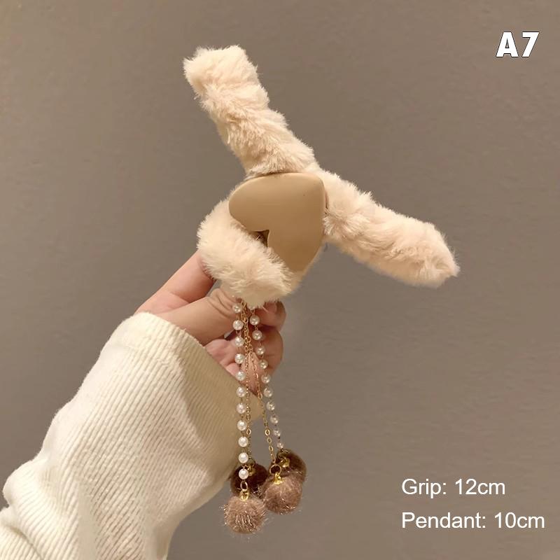 Plush Claw Bow Tassel Hairpin Best Claw Clips For Thick Hair Women Accessories