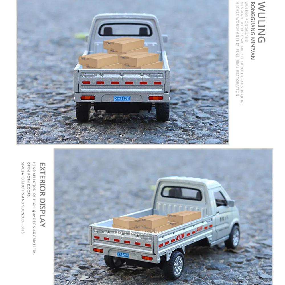 1/32 WULING Van Cars Models Alloy Diecast Toy with Light Sound Pull Back Vehicles Doors Opened Loading Cargo Truck Toys for Kids