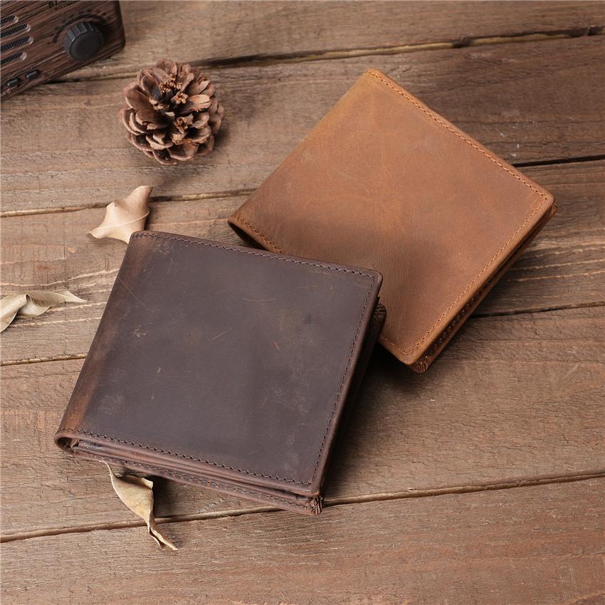 Genuine Leather Men's Wallet Retro Short Style Multi Card Slots Classic European Fashion Male Bifold Wallet For Daily Use